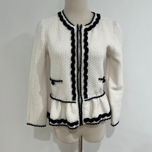 Red Valentino Ivory & Black Zip-Up Cardigan/Jacket. S